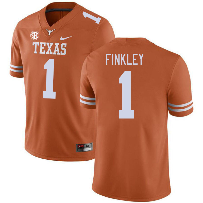 Texas Longhorns #1 Justice Finkley SEC Conference College Football Jerseys Stitched Sale-Orange